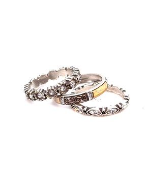 Brighton Silver and Gold-Tone Triple Stack Ring Set